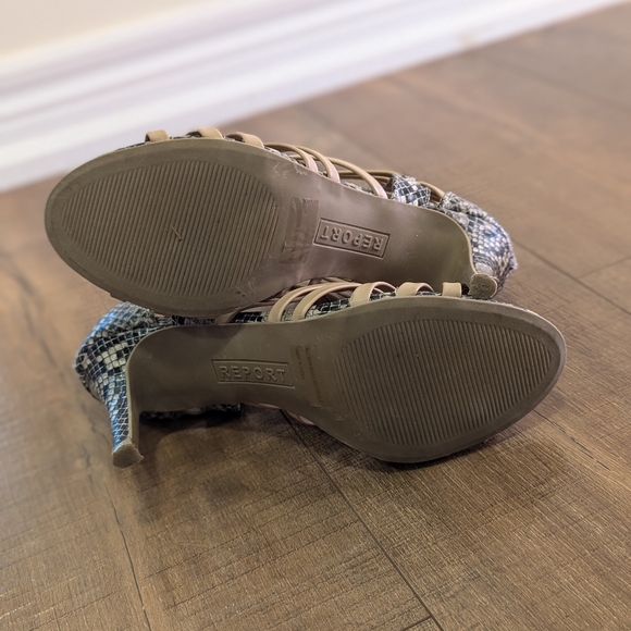 Snake Print Heeled Sandals by Report - Picture 8 of 9